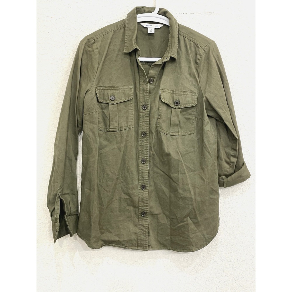 Old Navy Long Sleeve Shirt Women's Small Utility‎ The Classic Olive Green
